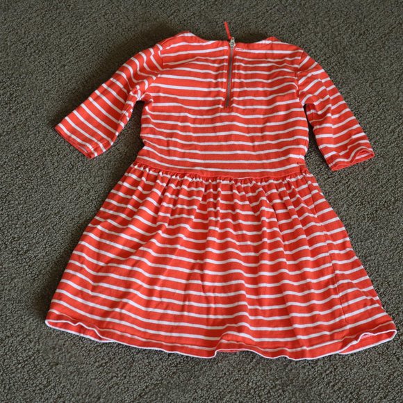 Carter's Coral Orange Striped Dress Girls 5 - Picture 3 of 3